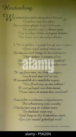 N/A. Nederlands: "Herinnering" - Gedicht van starrte. 1820. Anthony Christiaan Winand Anstarren (1767-1840) 34 20150522 Herdenking Gedicht starrte Stockfoto