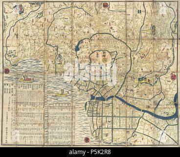 1849 Japanische Karte von Edo oder Tokio, Japan - Geographicus-Edo-tokyo-1849. Stockfoto