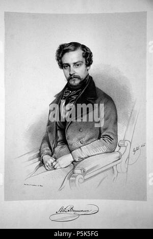 N/A. English: Alexander Baumann, Lithographie von Franz Eybl, 1842. 1842. Franz Eybl (1806 - 1880) Beschreibung österreichische Maler Geburtsdatum / Tod am 1. April 1806 28. April 1880 Ort der Geburt / Tod Wien idem Arbeitsort Wien Behörde: Q 202273 VIAF: 39640965 ISNI: 0000 000066577276 ULAN: 500100403 97860598 LCCN: n GND: 13592457 X WorldCat Foto: Peter Geymayer 178 Alexander Baumann Stockfoto