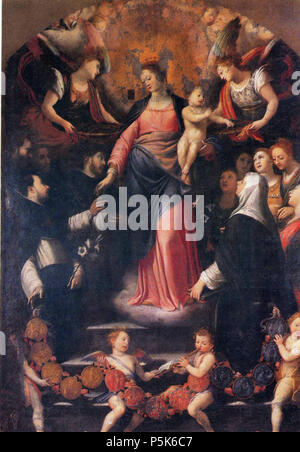 Madonna del Rosario. Italiano: dipinta da Fiumedinis. 18. Agostino Ciampelli (1565-1630) Alternative Namen Agostino Agostino Ciamfelli; Ciampelli; Ciambelli Beschreibung italienischer Maler Geburtsdatum / Tod 29. August 1565 22. April 1630 Ort der Geburt / Tod Florenz Rom Standort Florenz, Rom Authority control: Q 1061864 VIAF: ULAN: 500010146 88924943 LCCN: 87882093 n GND: 119500639 SBN: ITICCUBVEV 075108 WorldCat 49 A. Ciampelli Madonna del Rosario Fiumedinis Chiesa Madre della SS. Annunziata Stockfoto