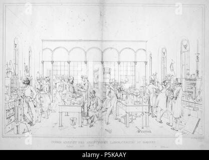 N/A. Deutsch: Justus von liebigs Doktoranten in seinem Gießener Arbeit, um 1841 (heute Liebig-Museum). 1841 (Datum im Nachruf auf A.-W. v. Hofmann). Wilhelm Trautschold (1815 - 1877) 71 AK Liebig 1841 Gießen Stockfoto