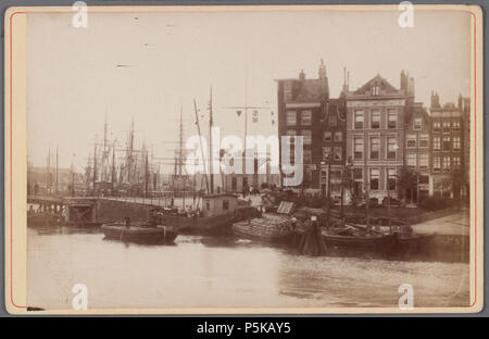 N/A. Deutsch: Beschreibung Prins Hendrikkade84-56 bij de kamperbrug Gezien vanaf het Centraal Station in Richting oostelijke in het Midden van de Het gebouwtje Semaforendienst met, 1891 afgebroken. Met op de voorgrond Havenfront het Öffnen. Documenttype foto Vervaardiger Greiner, Albert (1833-1890) Fotografisch Atelier Herz Collectie Collectie Stadsarchief Amsterdam: kabinetfoto Datering 1891 Geografische naam Prins Hendrikkade Prins Hendrikkade Inventarissen Http://archief.amsterdam/archief/10005/597 Afbeeldingsbestand 010005000597. 1891. Greiner, Albert (1833-1890) 73 Albert Greiner Stockfoto