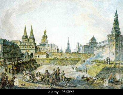 N/A. Artist: Englisch: en: Fedor Alekseev Titel:-,. Englisch: Blick auf Voskresenskiye (Auferstehung) Tore von kitay-gorod, Nikolskye Tor der Kreml und Neglinny Brücke. Anfang 1800 Quelle/Fotograf Http://www.moscow-city.ru/oldmoscow/ Genehmigung (Weiternutzung dieser Datei). Fjodor Alekseyev (1755 - 1824) Alternative Namen Englisch: Fjodor Jakowlewitsch Alekseyev Beschreibung russische Maler und Hochschullehrer Geburtsdatum / Tod 1755 11. November 1824 (im Julianischen Kalender) Ort der Geburt / Todes Saint Petersburg Saint Petersburg Arbeitsort St. P Stockfoto