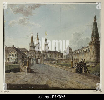 N/A. Artist: Englisch: en: Fedor Alekseev Titel: Englisch: Blick auf Voskresenskiye (Auferstehung) und Nikolskiye Tore Datum 1800 Quelle/Fotograf Http://community.livejournal.com/moya Moskva/1063785.html Genehmigung (Weiternutzung dieser Datei). Fjodor Alekseyev (1755 - 1824) Alternative Namen Englisch: Fjodor Jakowlewitsch Alekseyev Beschreibung russische Maler und Hochschullehrer Geburtsdatum / Tod 1755 11. November 1824 (im Julianischen Kalender) Ort der Geburt / Todes Saint Petersburg Saint Petersburg Arbeit Ort Saint Petersburg, Moskau Authority control: Q 539363 ÜBER Stockfoto