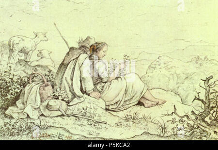 English: Auf Bergeshöhe circa 1840. N/A63 Adrian Ludwig Richter002 Stockfoto