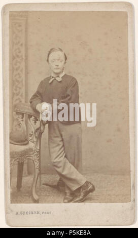 N/A. Deutsch: Beschreibung Portret van A. van Haarlem op zevenjarige leeftijd Documenttype foto Vervaardiger Greiner, Albert (1833-1890) Collectie Collectie Stadsarchief Amsterdam: kabinetfoto Datering's 1870 Ca. Inventarissen Http://archief.amsterdam/archief/10005/2079 Afbeeldingsbestand FT 00100074000001. um 1870. Greiner, Albert (1833-1890) 73 Albert Greiner Afb FT 00100074000001 Stockfoto