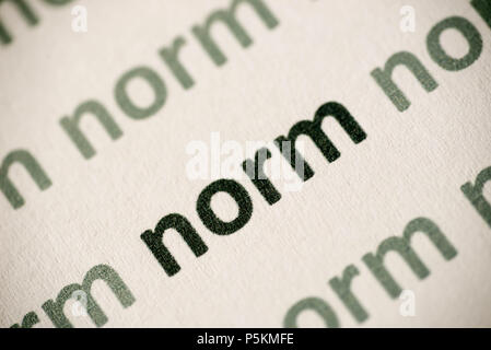 Wort Norm auf weißem Papier Makro gedruckt Stockfoto