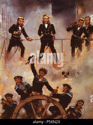 Deutsch: Admiral Tegetthoff in der Seeschlacht bei Lissa II 1878-1880. N/A111 Anton Romako 001 Stockfoto