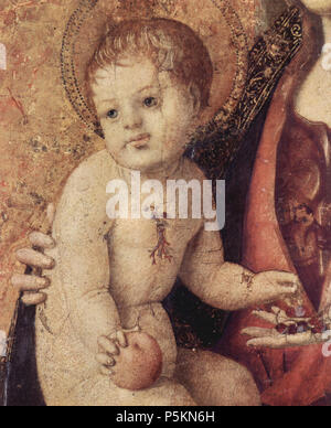 English: Polyptychon des Hl. Gregor, Mitteltafel, Szene: Thronende Madonna, Detail: Christuskind 1473. N/A 112 Antonello da Messina 046 Stockfoto