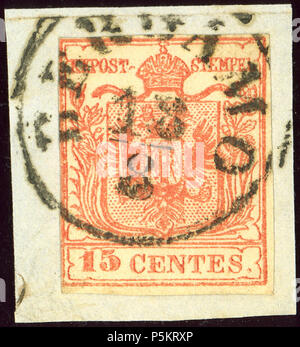 1854 15 Centes Bergamo Mi 3 Y. Stockfoto