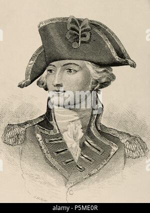 John Burgoyne (1722-1792). Britischer General und Dramatiker. Gravur in der amerikanischen Revolution. Stockfoto