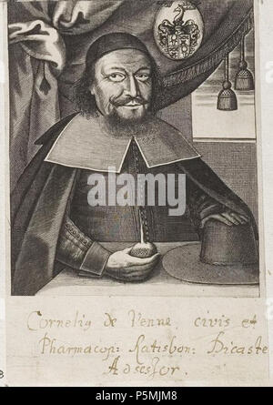 N/A. Grafik aus dem Klebeband Nr. 3 der Fürstlich Waldeckschen Hofbibliothek Arolsen Motiv: Cornelius de Ader (1607-1670), Apotheker in Regensburg. 1670. Mathias van Somer 135 Arolsen Klebeband 03 637 8. Stockfoto