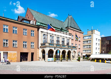 Radnice (1923, Arch. F. Gahura), Náměstí Míru, město Zlín, Zlínský kraj, Česká republika/Stadt hal (1923, Arch. F. Gahura) l, Zlin, östlichen Mora Stockfoto