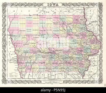 1855 Colton Karte von Iowa - Geographicus - Iowa - colton-1855. Stockfoto