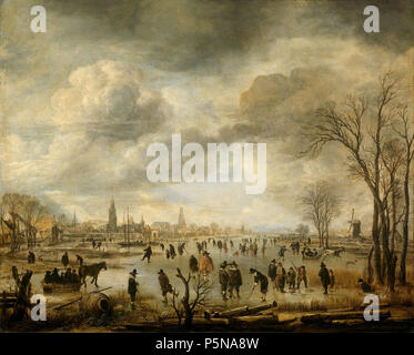 Blick auf den Fluss im Winter ca. 1655-1660. N/A64 Aert van der Neer001 Stockfoto