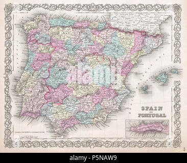 1855 Colton Karte von Spanien - Geographicus - Spanien - colton-1855. Stockfoto