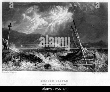 N/A. Dunoon Castle, Stich von William Miller nach W Braun, wählen Sie Ansichten der königlichen Paläste von Schottland veröffentlicht, die anhand von Zeichnungen von William Brown, Glasgow; mit anschaulichen Beschreibungen Ihrer lokalen Situation, heutiges Aussehen, und Antiquitäten. John jamieson. Cadell & Co&Simpkin Marshall, Edinburgh und London 1830. 1830. William Miller (1796-1882) Alternative Namen William Frederick ich Miller; William Frederick, ich Miller Beschreibung schottischen Graveur Geburtsdatum / Tod 28. Mai 1796 vom 20. Januar 1882 Ort der Geburt / Todes Edinburgh Sheffield Authority control: Q 2580014 Stockfoto