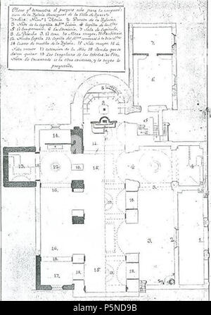 N/A. Plano de La Colegiata de San Pedro, en Ayerbe, realizado Entre 1805 y 1807. Zwischen 1805 und 1807. Benutzer Dionisio auf es. 157 AYERBE - Colegiata Stockfoto