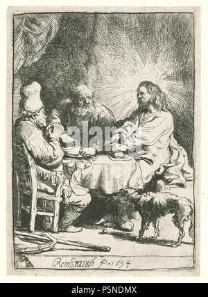 Christus in Emmaus: Die kleinere Platte 1634. N/A 158 B088 Rembrandt Stockfoto