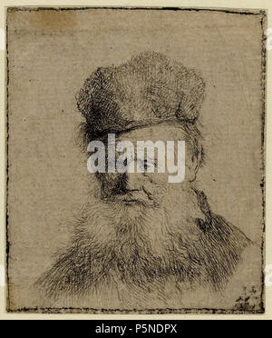 Büste von einem alten Mann mit einer Pelzkappe und fließenden Bart, auf der Suche nach unten ca. 1631. N/A 159 B 312 Rembrandt Stockfoto