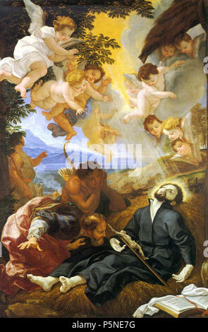 N/A. Englisch: St. Francis Xavier sterben auf Sancian, Baciccio, Öl auf canavas 296 x 197 cm. Ascoli Piceno, Kirche St. Augustinus, San Venanzio-Ascoli Piceno. zwischen 1639 und 1709. Giovanni Battista Gaulli (1639 - 1709) Alternative Namen Baciccio, Il Baciccio, baciccia Beschreibung italienischer Maler Geburtsdatum / Tod vom 8. Mai 1639 2. April 1709 Ort der Geburt / Todes Genua Rom Arbeit Ort Genua, Rom Authority control: Q 520573 VIAF: 66694604 ISNI: 0000 0001 0814 8921 ULAN: 500000833 88616724 LCCN: n NLA: 35898973 WorldCat 160 BacicciaXavier Stockfoto