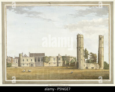 Englisch: Battle Abbey, West Front. zeigt eine Ansicht der Battle Abbey in East Sussex. 1783. N/A 177 Battle Abbey Westfassade von Samuel Hieronymus Grimm 1783 Stockfoto