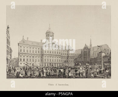 N/A. Deutsch: Beschreibung Palais dAmsterdam Paleis en Nieuwe Kerk gezien vanaf het Commandantshuis; op de voorgrond viskramen, dsub enkele reigers. Op de Dam een optocht ter gelegenheid van de aankomst van de nieuwe Haring, 1825. Techniek: Litho. Datering vervaardiging: 1825-1830. Documenttype prent Vervaardiger Frères, Jobard Labargé, C.V. Batty, Robert (1789-1846) Collectie Collectie Atlas Dreesmann Datering 1825 t/m 1830 Geografische naam dam dam dam Gebouw Paleis op de Dam Nieuwe Kerk Inventarissen Http://archief.amsterdam/archief/10094 Afbeeldingsbestand vervaardiging 010094003071. Stockfoto