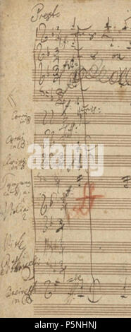 N/A. English: Anfangsakkord (Dissonanz) des 4. Satzes von Ludwig van Beethovens 9. Sinfonie. 1824. Ludwig van Beethoven (1770 - 1827) Alternative Namen Beethoven Beschreibung deutsche Komponist und Pianist war er eine zentrale Figur in der Übergang zwischen Klassik und Romantik in der westlichen Kunst Musik. Beethoven ist nach wie vor eine der bekanntesten und einflussreichsten aller Komponisten. Zu seinen bekanntesten Kompositionen gehören 9 Sinfonien, 5 Klavierkonzerte, 1 Violinkonzert, 32 Klaviersonaten, 16 Streichquartette, seine große Masse der Missa solemnis und eine Oper Fidelio. Das Datum der Geburt / Tod 17. Dez. Stockfoto