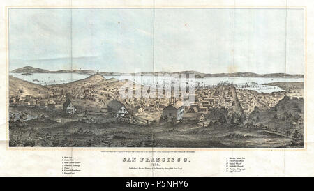 1856 Henry Bill Karte und Blick auf San Francisco, Kalifornien - Geographicus - SanFrancisco-Rechnung-1856. Stockfoto
