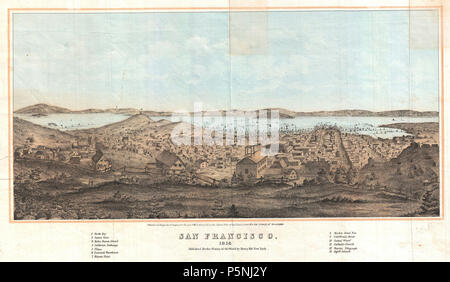 1856 Henry Bill Karte und Blick auf San Francisco, Kalifornien - Geographicus - SanFrancisco-Rechnung-1858. Stockfoto