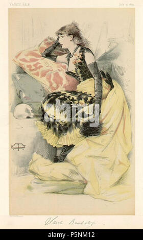 N/A. Chromolithographic Portrait von Sarah Bernhardt in Vanity Fair Magazin, 1879. Juli 5, 1879 veröffentlicht. Théobald Chartran (1849 - 1907) Alternative Namen 'T'-Beschreibung Französische Maler Geburtsdatum / Tod 20. Juli 1849 16. Juli 1907 Ort der Geburt / Todes Besançon Neuilly-sur-Seine Arbeit Standort London Frankreich Authority control: Q 922670 VIAF: 32266886 ISNI: 0000 0000 6661 5519 ULAN: 500015217 LCCN: 91029509 GND Nr: 1038763061 WorldCat 193 Sarah Bernhardt Vanity Fair Stockfoto