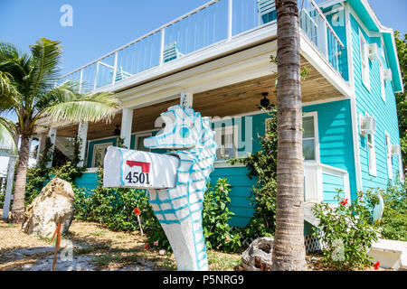 Florida, Fort Ft. Myers Beach, Haus Häuser Häuser Wohnsitz, Seepferd Briefkasten, FL170925096 Stockfoto