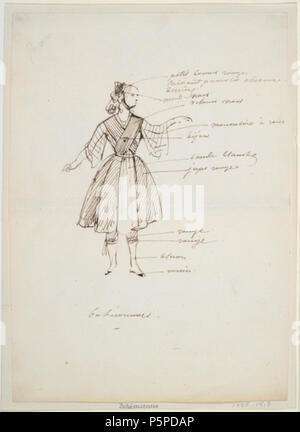 N/A. Deutsch: "bohemienne,' Zeichnung in Stift und Bister, der von dem französischen Künstler Paul Gavarni (Guillaume Sulpice Chevalier). 22,5 cm x 16,4 cm (8 7/8 in. x 6 7/16 in.) Mit freundlicher Genehmigung von der Yale University Art Gallery, Yale University, New Haven, Connecticut. Datum unbekannt. Paul Gavarni (1804 - 1866) Alternative Namen Chevalier, Hippolyte [name] Beschreibung französische Karikaturist, Maler und Illustrator Datum der Geburt / Tod 13. Januar 1804 23. November 1866 Ort der Geburt / Todes Paris Auteuil Arbeitsort Paris Authority control: Q 1074290 VIAF: 100173039 ISNI: 0000 0001 2145 0826 ULAN: 5. Stockfoto