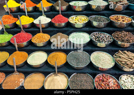 Gewürz Display, Goa, Indien Stockfoto