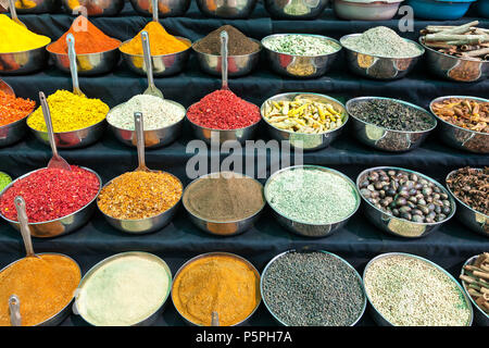 Gewürz Display, Goa, Indien Stockfoto