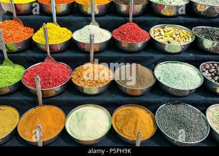 Gewürz Display, Goa, Indien Stockfoto