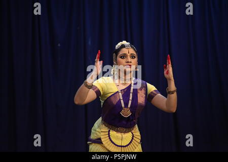 Bharathya natyam ist einer der klassischen Tanzformen Indiens von der Staat Tamil Nadu. Beliebt ist es nicht nur in Indien, sondern in der ganzen Welt Stockfoto