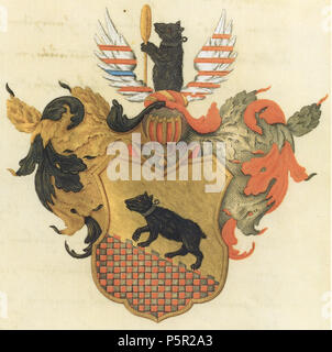 N/A. Deutsch: Wappen der Familie von bernuth. 20. November 1786. Friedrich Wilhelm II., König von Preußen 193 Bernuth-Wappen Stockfoto