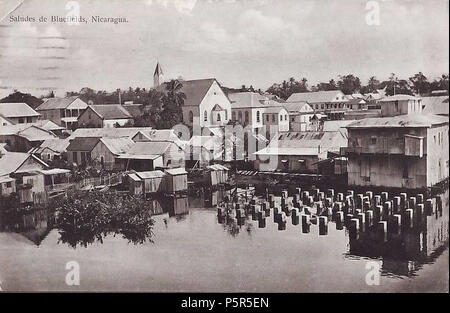 N/A. Englisch: Teilansicht von Bluefields, Nicaragua, C. 1910. Postkarte verschickt im Jahr 1915. Um 1910. Casa Alemana, Bluefields, Nicaragua, C. 1910 211 Esquina Nicaragua Teilansicht 1910 Stockfoto