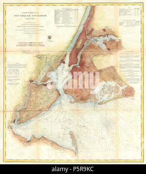 1861 U.S.C.S. Karte von New York City Bucht und Hafen - Geographicus - NewYorkBayHarbor 3-uscs-1861. Stockfoto