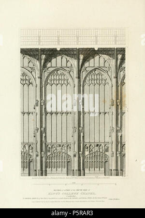 Englisch: Abschnitt von einem Teil der Südseite der King's College Chapel, Cambridge, 29. September 1805. N/A 238 Britton des architektonischen Antiquitäten, 1807 - King's College Kapelle 06, Südseite (Teil)-architecturalant 01 brit 0076 Stockfoto