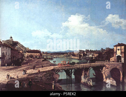 Deutsch: Turin, Blick von Nordosten auf sterben Allgemein / Brücke über den Po 1745. N/A 266 Canaletto (I) 056 Stockfoto