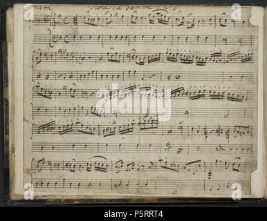 Manuskript von Sonaten für Viola da Gamba und Bass. Eine handgeschriebene Seite von BL MS 31697, das Manuskript Kerbe von Sonaten für Viola da Gamba und Bass, in eigene Hand des Autors geschrieben. Gehalten und von der British Library N/A 272 Carl Friedrich Abel - Sonaten für Viola da Gamba und Bass digitalisiert - British Library hinzufügen MS 31697 f3v Stockfoto