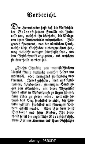 Familie Seldorf Erster Theil sterben. Deutsch: Dies ist ein Scan des historischen Buches: Deutsch: Dies ist ein Scan des historischen Dokument: Therese Huber 418 De Die Familie Seldorf (Huber.) V 1 004 Stockfoto