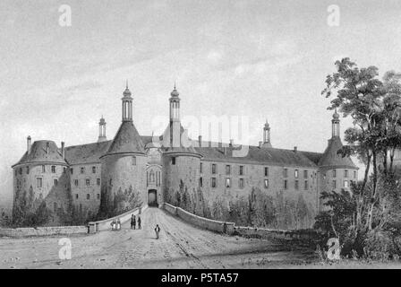 N/A. English: Zeichnung des Strapaziert Saint-Fargeau; Eingangsfassade. 1845. Victor Petit 335 Chateau de Saint-Fargeau-Eingangsfassade - Petit 1845 Stockfoto