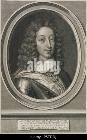 N/A. English: Porträt Carlos II., Herzog von Mantua und Montferrat. von 1644. Robert Nanteuil (1623 - 1678) Alternative Namen Nanteniell; de Nanteuil; Nantueil; Nanteuil; Nantwel Beschreibung französische Kupferstecher, Zeichner und Pastellist Datum der Geburt / Tod 1623 vom 9. Dezember 1678 Ort der Geburt / Todes Reims Paris arbeiten Ort: Frankreich Authority control: Q 1356084 VIAF: 61650762 ISNI: 0000 0000 6631 5102 ULAN: 500023363 LCCN: n 83219739 WGA: Nanteuil, Robert WorldCat 275 Carlo II., Herzog von Mantua Stockfoto