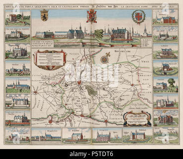 N/A. Nederlands: Kaart van de kastelen in de omgeving van Ieper,, 4900. 1641. Plouich, Vedastus du; Hondius, Henricus; Sanderus, Antonius; Blaeu, Joan 19 1641 Ieper + Blaeu HR Stockfoto