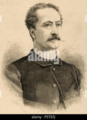 Manuel Catalina Rodriguez (1820-1886). Spanisch dramatischen Schauspieler. Kupferstich von Arturo Carretero in der spanischen und amerikanischen Illustration, 1886. Stockfoto