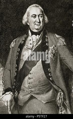 Charles Cornwallis, 1. Marquess Cornwallis (1738-1805). Britischer Offizier. Gravur. Stockfoto