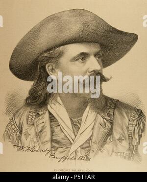 Buffalo Bill (1845-1917). Amerikanischer Soldat. Gravur in der Abbildung, 1890. Stockfoto